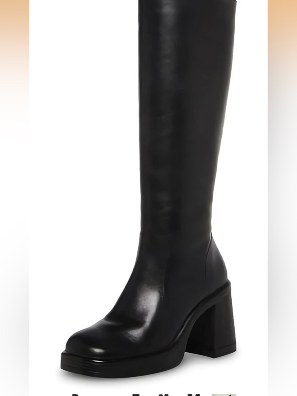 NWOT Amazon Black Knee-High Platform Block Heel Boots